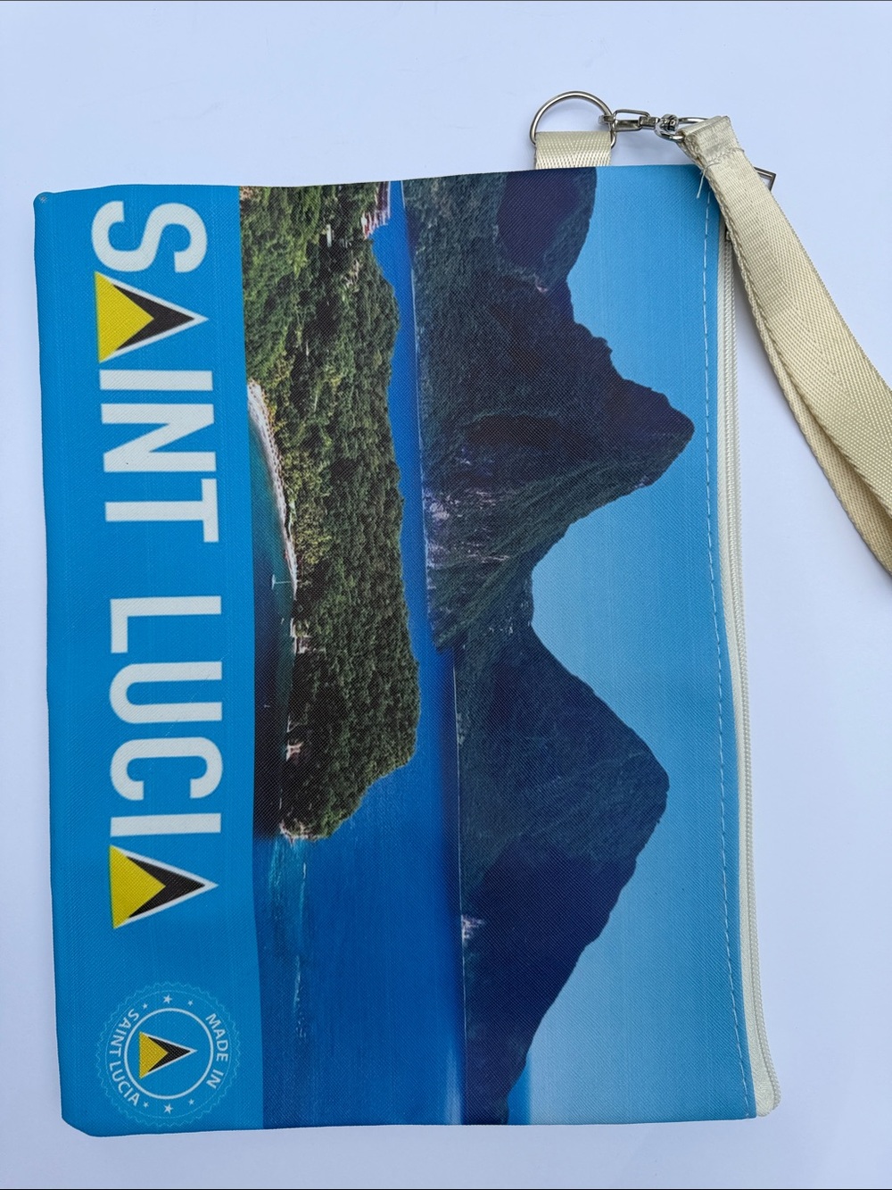 Saint Lucia Wristlet Pouch - Blue Tropical Print